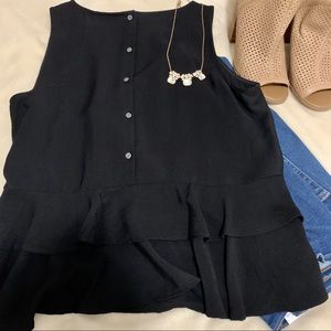 NWT LOFT Button & Ruffle Back Sleeveless Top